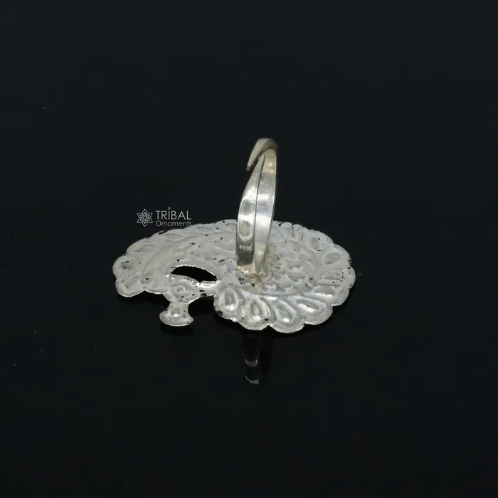 Rings TRIBAL ORNAMENTS Peacock design Indian Classical cultural 925 sterling silver adjustable ring best tribal ethnic jewelry Navratri jewelry sr395 Rings TRIBAL ORNAMENTS Peacock design Indian Classical cultural 925 sterling silver adjustable ring best tribal ethnic jewelry Navratri jewelry sr395