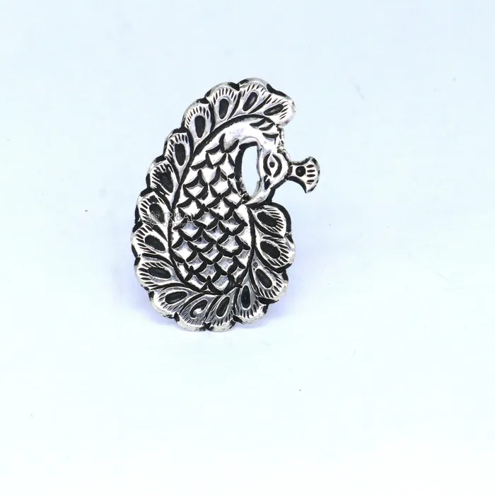 Rings TRIBAL ORNAMENTS Peacock design Indian Classical cultural 925 sterling silver adjustable ring best tribal ethnic jewelry Navratri jewelry sr395 Rings TRIBAL ORNAMENTS Peacock design Indian Classical cultural 925 sterling silver adjustable ring best tribal ethnic jewelry Navratri jewelry sr395