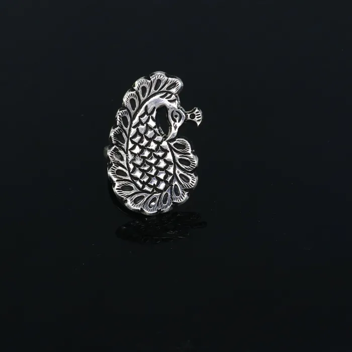 Rings TRIBAL ORNAMENTS Peacock design Indian Classical cultural 925 sterling silver adjustable ring best tribal ethnic jewelry Navratri jewelry sr395 Rings TRIBAL ORNAMENTS Peacock design Indian Classical cultural 925 sterling silver adjustable ring best tribal ethnic jewelry Navratri jewelry sr395