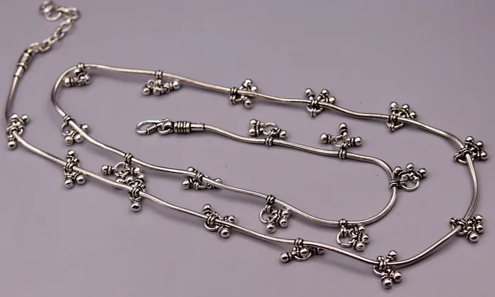 Rings TRIBAL ORNAMENTS Vintage 925 sterling silver handmade snake chain with hanging bells waist chain belly wast chain wedding belly dance tribal jewelry wch02
