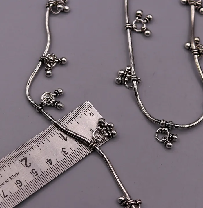 Rings TRIBAL ORNAMENTS Vintage 925 sterling silver handmade snake chain with hanging bells waist chain belly wast chain wedding belly dance tribal jewelry wch02