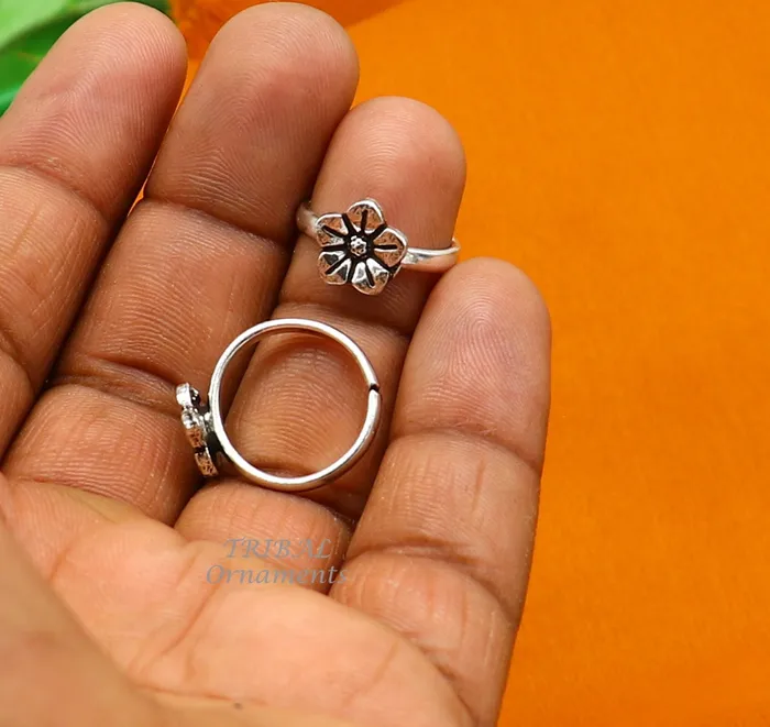 Rings TribalOrnaments 925 sterling silver amazing flower design handmade toe ring toe band stylish modern womens brides jewelry india traditional jewelry ytr49