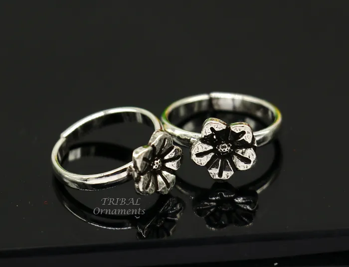 Rings TribalOrnaments 925 sterling silver amazing flower design handmade toe ring toe band stylish modern womens brides jewelry india traditional jewelry ytr49