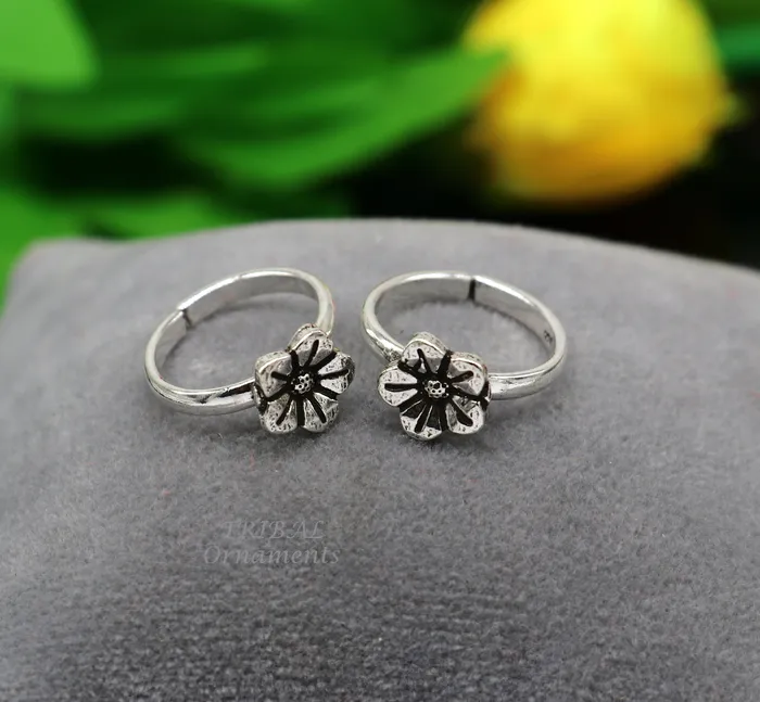 Rings TribalOrnaments 925 sterling silver amazing flower design handmade toe ring toe band stylish modern womens brides jewelry india traditional jewelry ytr49