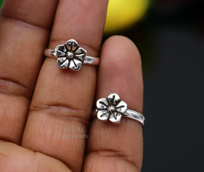 Rings TribalOrnaments 925 sterling silver amazing flower design handmade toe ring toe band stylish modern womens brides jewelry india traditional jewelry ytr49