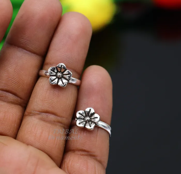 Rings TribalOrnaments 925 sterling silver amazing flower design handmade toe ring toe band stylish modern womens brides jewelry india traditional jewelry ytr49