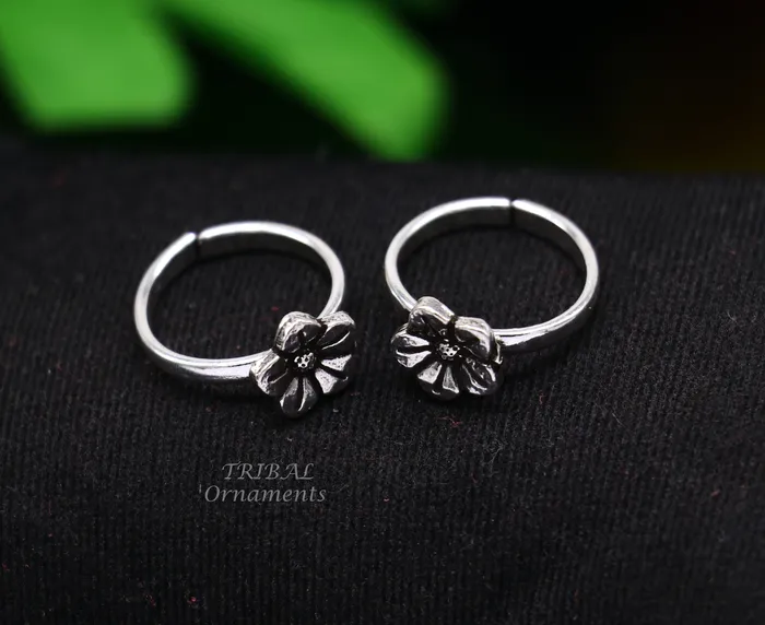 Rings TribalOrnaments 925 sterling silver amazing flower design handmade toe ring toe band stylish modern womens brides jewelry india traditional jewelry ytr49