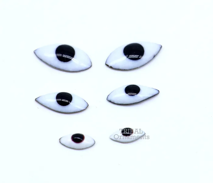 Solid sterling silver Netra or eyes Amazing Mangla Darshan White clean baby idols eyes laddu gopala eyes su798 TRIBAL ORNAMENTS Rings