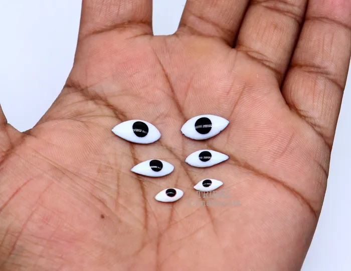 Solid sterling silver Netra or eyes Amazing Mangla Darshan White clean baby idols eyes laddu gopala eyes su798 TRIBAL ORNAMENTS Rings