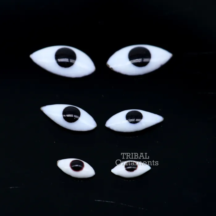 Solid sterling silver Netra or eyes Amazing Mangla Darshan White clean baby idols eyes laddu gopala eyes su798 TRIBAL ORNAMENTS Rings