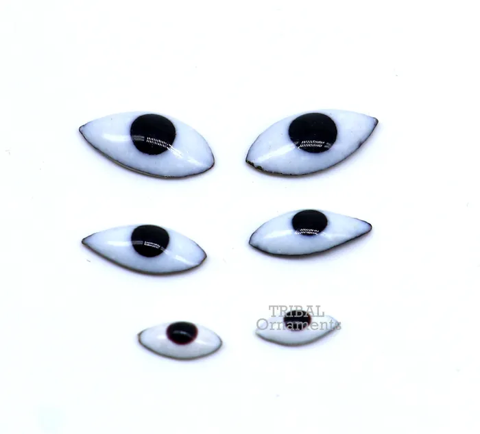 Solid sterling silver Netra or eyes Amazing Mangla Darshan White clean baby idols eyes laddu gopala eyes su798 TRIBAL ORNAMENTS Rings