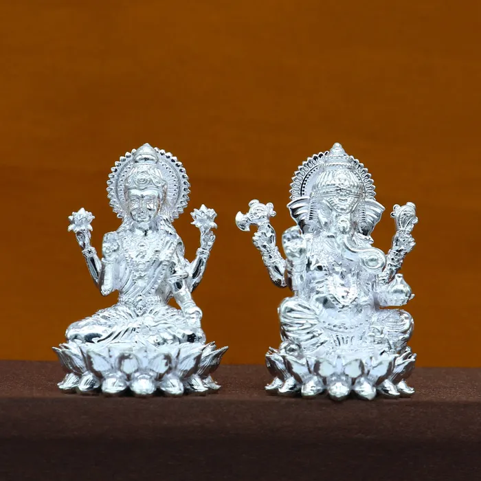 TRIBAL ORNAMENTS 15 925 Sterling silver Lakshmi and Ganesha statue puja article figurine Diwali puja brings joy hope and wealth to the owners art746 Necklaces