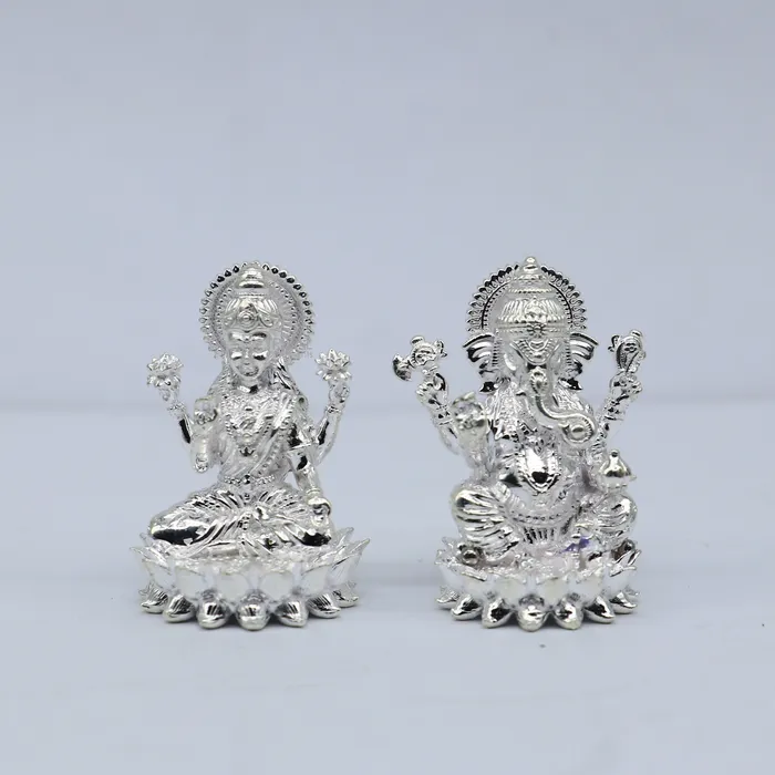 TRIBAL ORNAMENTS 15 925 Sterling silver Lakshmi and Ganesha statue puja article figurine Diwali puja brings joy hope and wealth to the owners art746 Necklaces