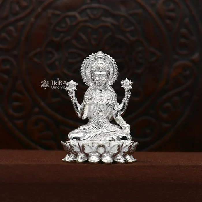 TRIBAL ORNAMENTS 15 925 Sterling silver Lakshmi and Ganesha statue puja article figurine Diwali puja brings joy hope and wealth to the owners art746 Necklaces