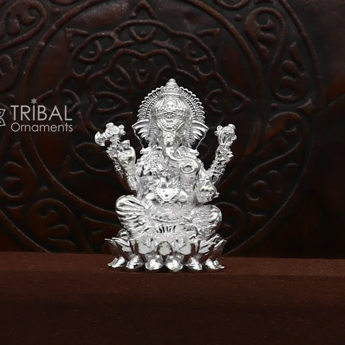 TRIBAL ORNAMENTS 15 925 Sterling silver Lakshmi and Ganesha statue puja article figurine Diwali puja brings joy hope and wealth to the owners art746 Necklaces