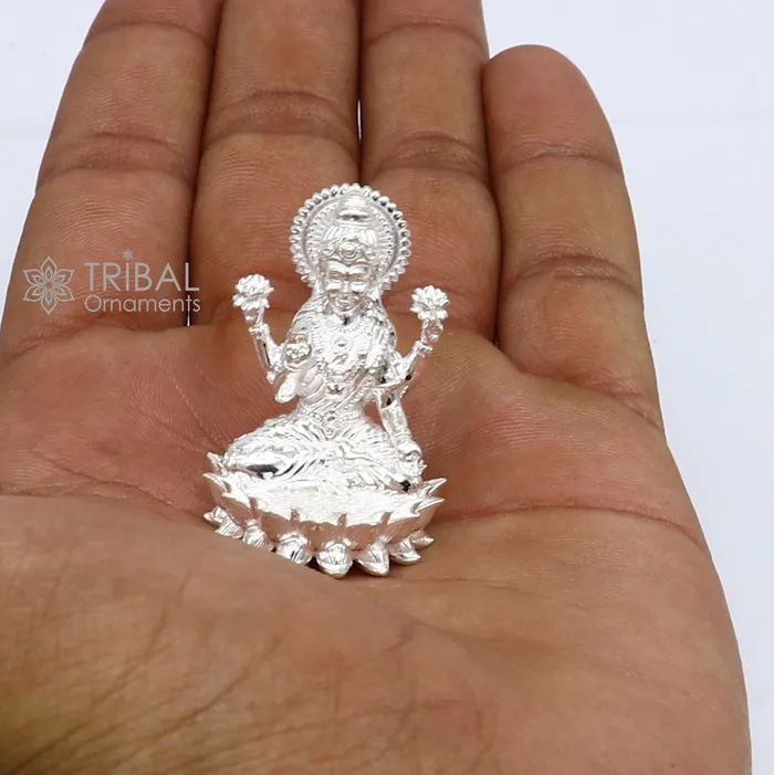 TRIBAL ORNAMENTS 15 925 Sterling silver Lakshmi and Ganesha statue puja article figurine Diwali puja brings joy hope and wealth to the owners art746 Necklaces