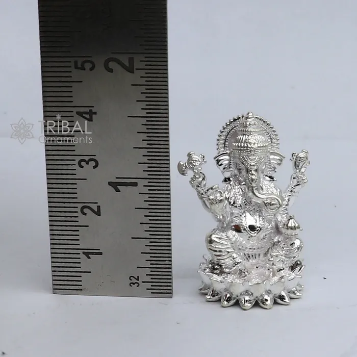 TRIBAL ORNAMENTS 15 925 Sterling silver Lakshmi and Ganesha statue puja article figurine Diwali puja brings joy hope and wealth to the owners art746 Necklaces