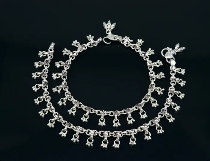TRIBAL ORNAMENTS Bracelets 10 solid sterling silver handmade ankle bracelet anklets fabulous hanging drops wedding brides anklets belly dance jewelry ank412 TRIBAL ORNAMENTS Bracelets 10 solid sterling silver handmade ankle bracelet anklets fabulous hanging drops wedding brides anklets belly dance jewelry ank412