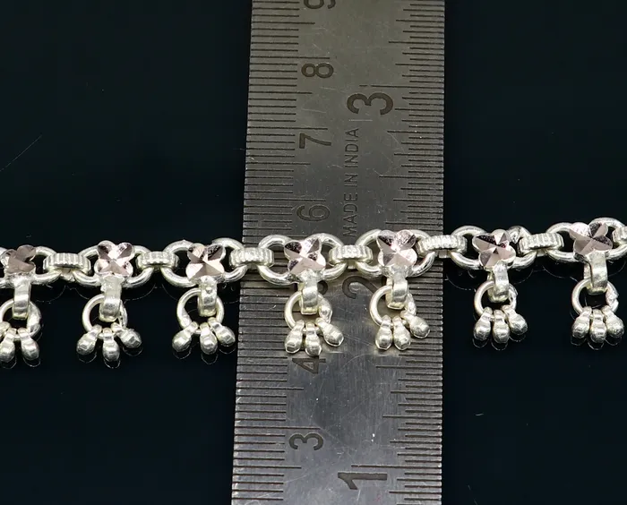 TRIBAL ORNAMENTS Bracelets 10 solid sterling silver handmade ankle bracelet anklets fabulous hanging drops wedding brides anklets belly dance jewelry ank412