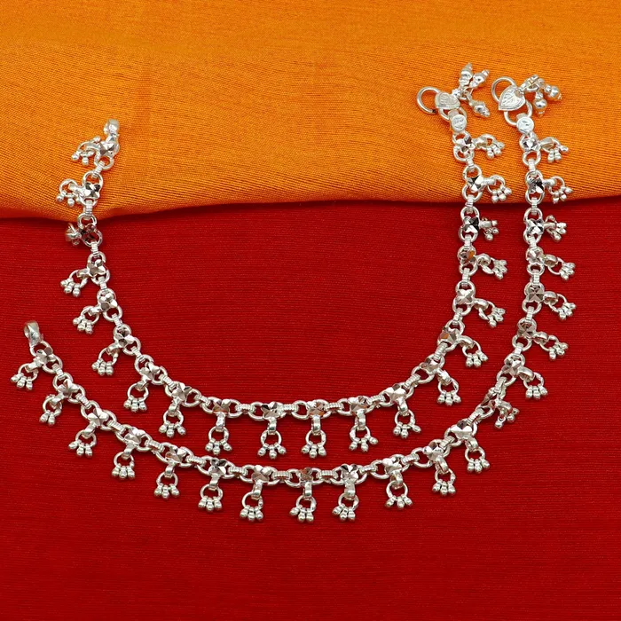 TRIBAL ORNAMENTS Bracelets 10 solid sterling silver handmade ankle bracelet anklets fabulous hanging drops wedding brides anklets belly dance jewelry ank412