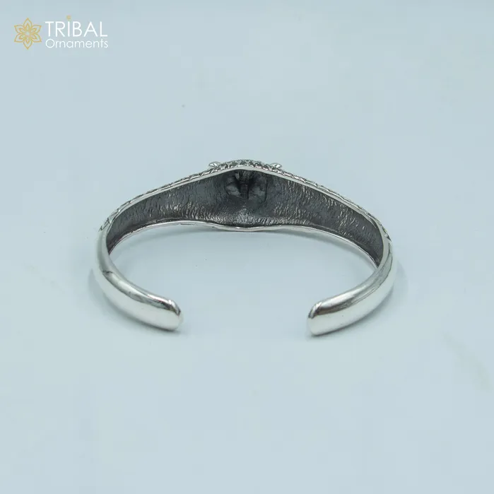 TRIBAL ORNAMENTS Bracelets 925 sterling silver handmade stylish owl face adjustable bangle bracelet kada unisex jewelry cuff247