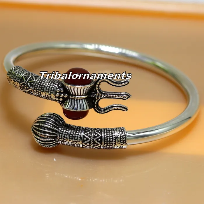 TRIBAL ORNAMENTS Bracelets vintage design Handcrafted 925 sterling silver bangle bracelet kada excellent god shiva trident customized jewelry excellent gifting nsk238 TRIBAL ORNAMENTS Bracelets vintage design Handcrafted 925 sterling silver bangle bracelet kada excellent god shiva trident customized jewelry excellent gifting nsk238
