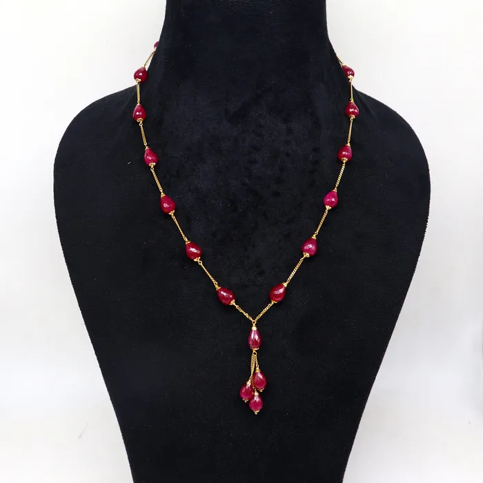 TRIBAL ORNAMENTS Necklaces 22Kt yellow gold ruby beaded charm necklace best customized 18carat red ruby necklace brides jewelry setg TRIBAL ORNAMENTS Necklaces 22Kt yellow gold ruby beaded charm necklace best customized 18carat red ruby necklace brides jewelry setg