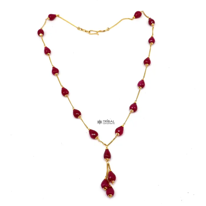 TRIBAL ORNAMENTS Necklaces 22Kt yellow gold ruby beaded charm necklace best customized 18carat red ruby necklace brides jewelry setg