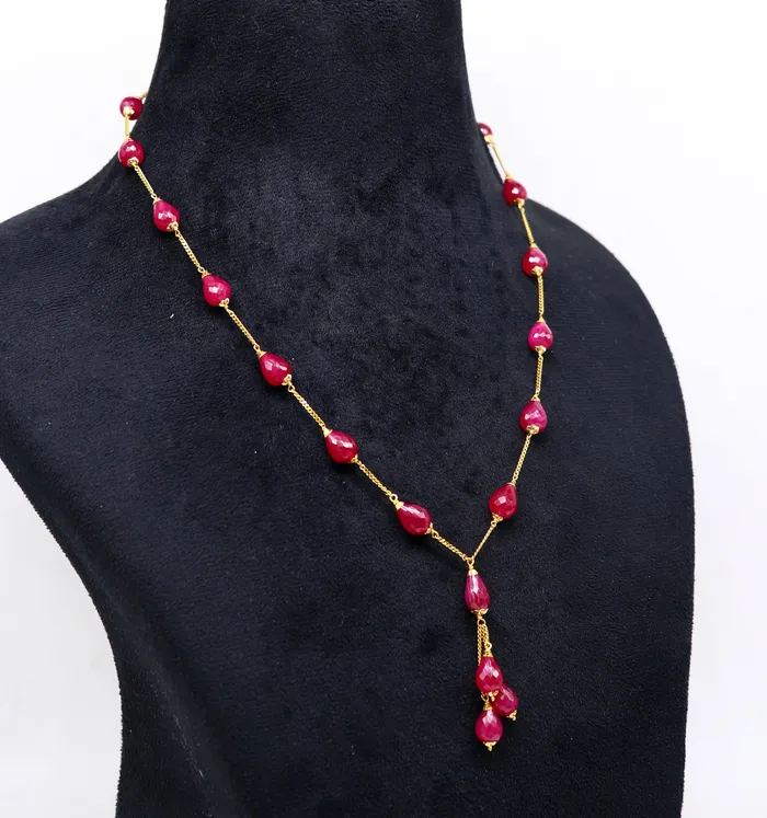 TRIBAL ORNAMENTS Necklaces 22Kt yellow gold ruby beaded charm necklace best customized 18carat red ruby necklace brides jewelry setg