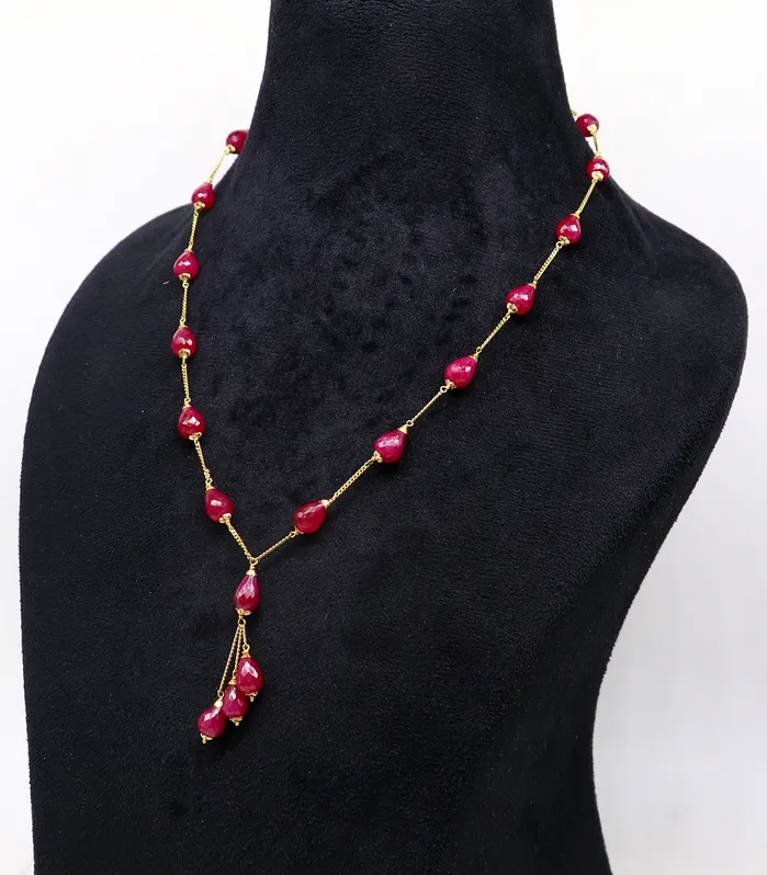 TRIBAL ORNAMENTS Necklaces 22Kt yellow gold ruby beaded charm necklace best customized 18carat red ruby necklace brides jewelry setg