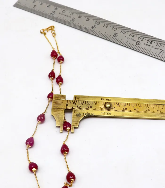 TRIBAL ORNAMENTS Necklaces 22Kt yellow gold ruby beaded charm necklace best customized 18carat red ruby necklace brides jewelry setg
