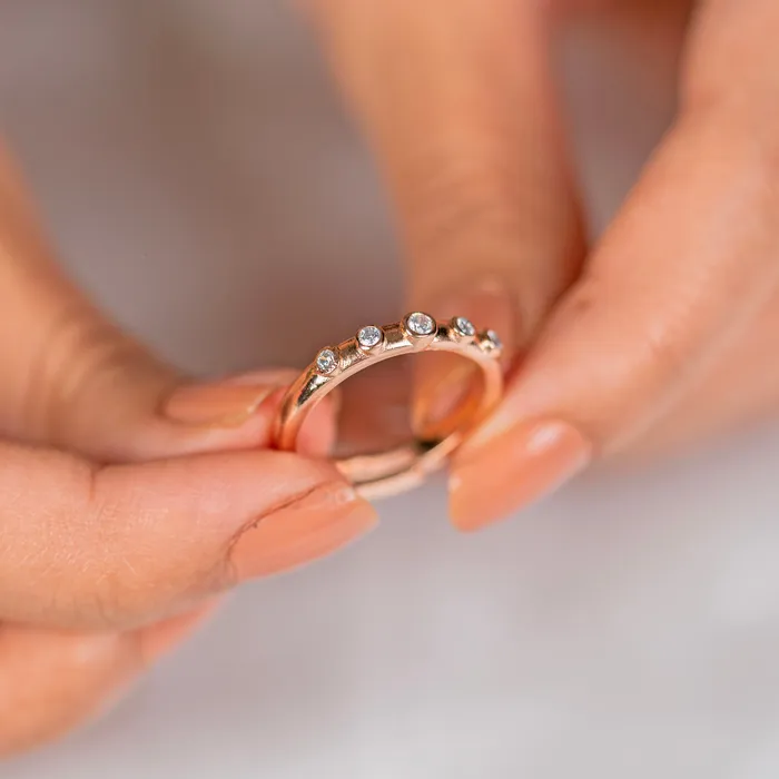 TRIBAL ORNAMENTS Rings White diamond stylish rose gold silver ring
