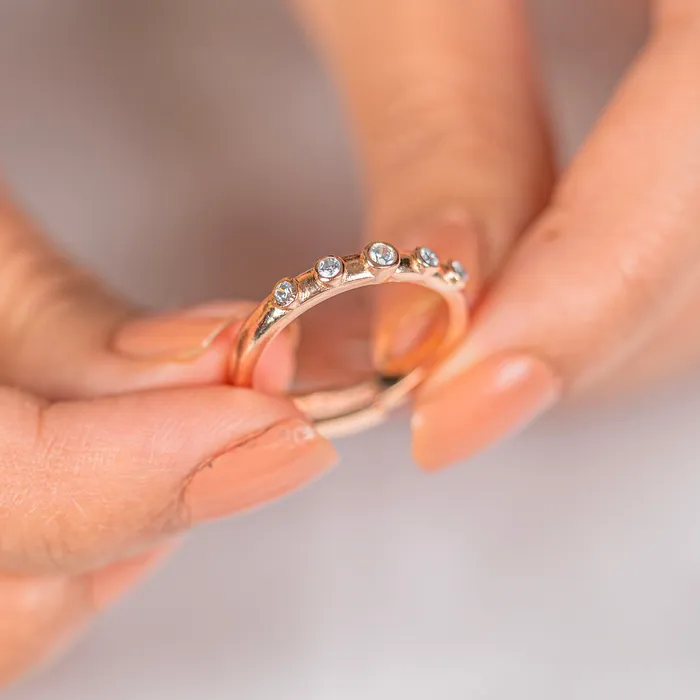 TRIBAL ORNAMENTS Rings White diamond stylish rose gold silver ring