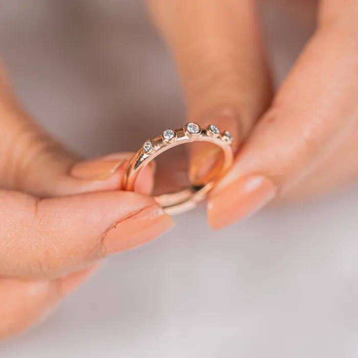 TRIBAL ORNAMENTS Rings White diamond stylish rose gold silver ring