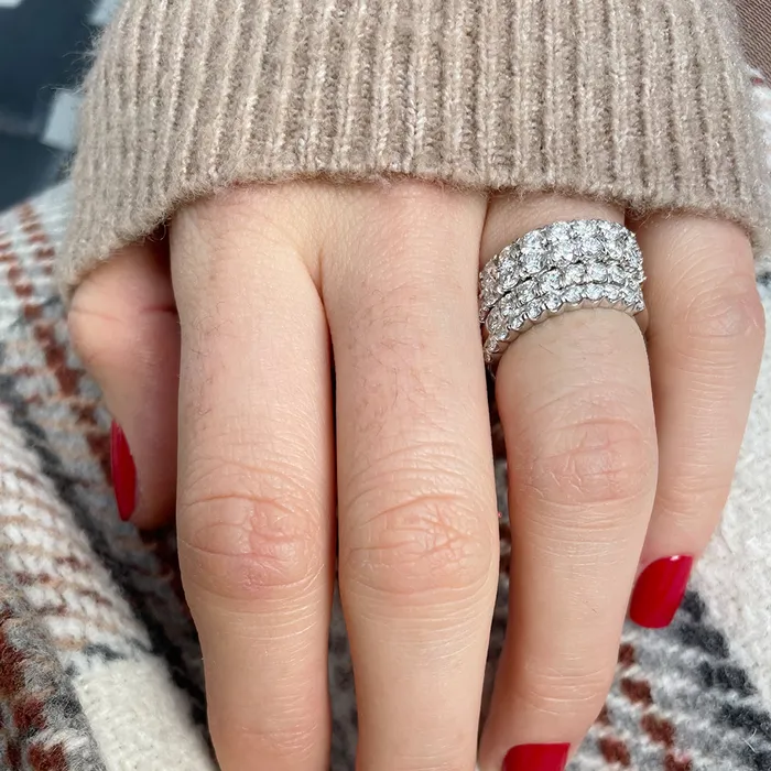 110ctw Diamond Pav 14K White Gold Halfway Band Croghans Rings