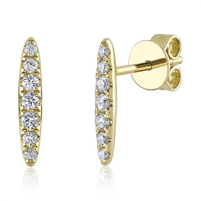 14K Yellow Gold Diamond Bar Stud Earrings Meierotto Jewelers Earrings