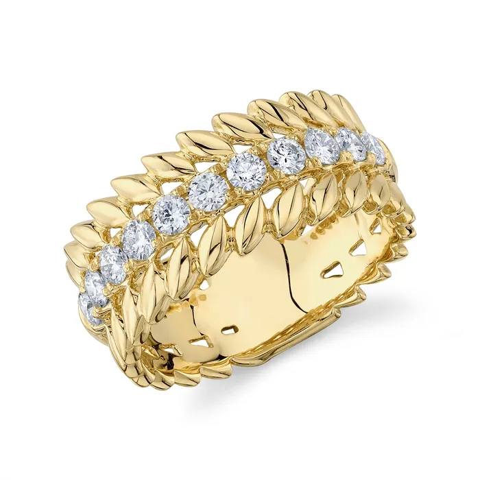 14K Yellow Gold Diamond Laurel Wreath Ring Meierotto Jewelers Rings