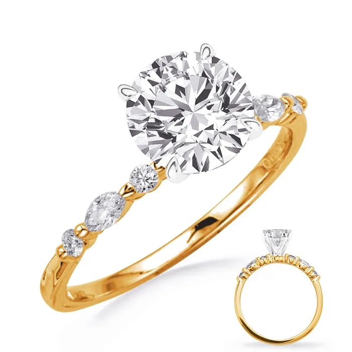 14K Yellow Gold Semi Mount Diamond Ring with Bead Set Marquise and Round Diamonds Engagement Collections Rings 14K Yellow Gold Semi Mount Diamond Ring with Bead Set Marquise and Round Diamonds Engagement Collections Rings