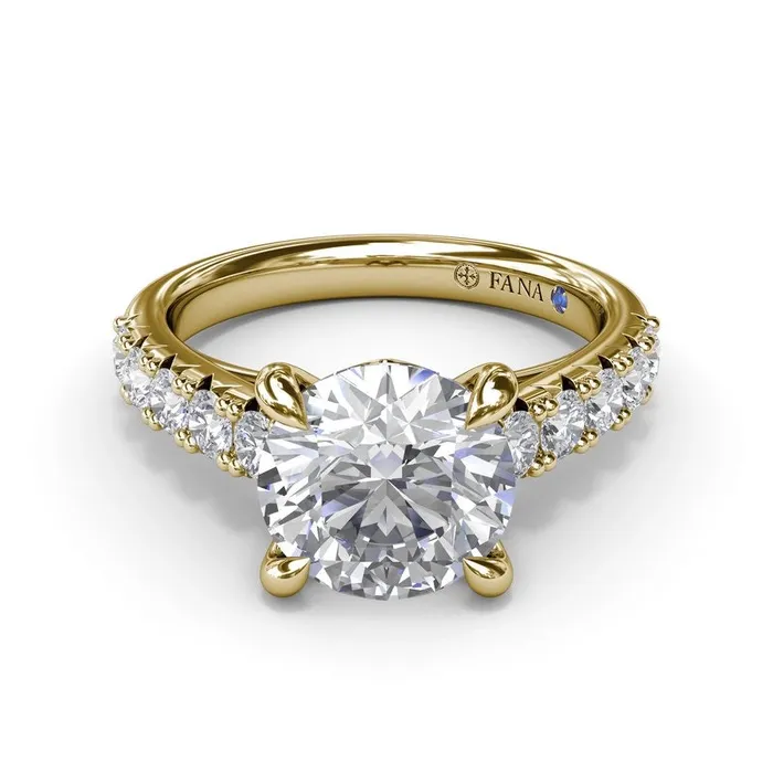 14K Yellow Gold Semi Mount Diamond Ring with Rounds Prong Set Fana Rings 14K Yellow Gold Semi Mount Diamond Ring with Rounds Prong Set Fana Rings