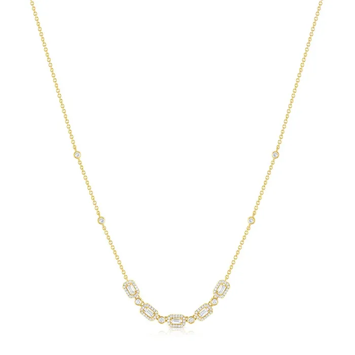 18k Yellow Gold 069ctw Diamond Rectangular Chain Necklace CJ Charles Jewelers Necklaces
