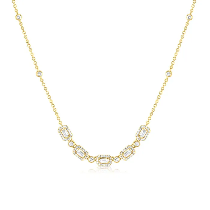 18k Yellow Gold 069ctw Diamond Rectangular Chain Necklace CJ Charles Jewelers Necklaces