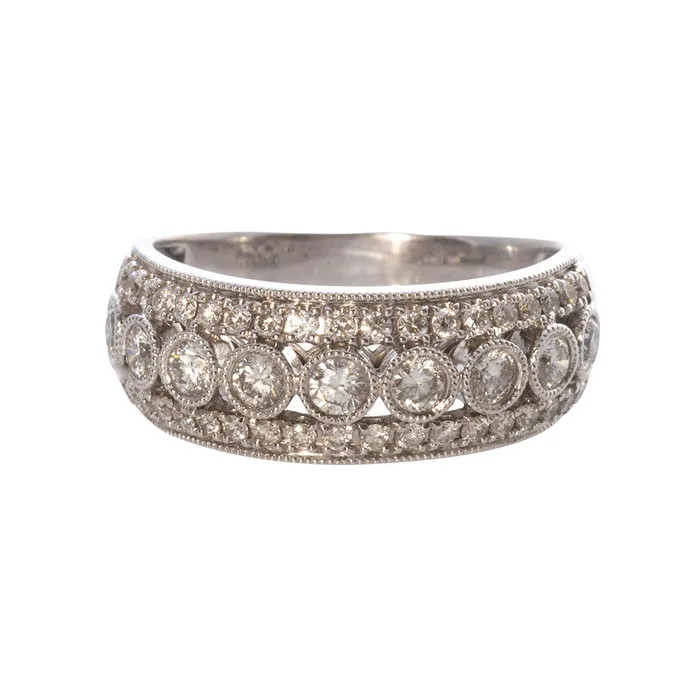 1ctw Diamond Milgrain 14K White Gold Anniversary Ring Croghans Rings