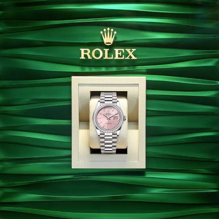 2024 Release Rolex DayDate 36 mm 18k white gold President bracelet Pink Diamond dial Diamond bezel Mens Watch 128349RBR Rolex Bracelets
