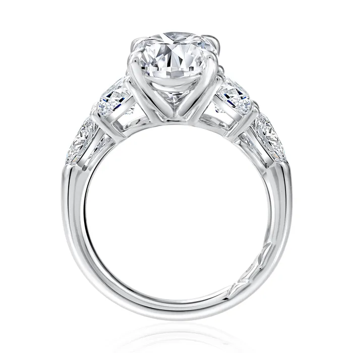 A Jaffe Rings A Jaffe 14K White Gold Oval Semi Mount Diamond Ring with Cushion and Pear Diamond Sides A Jaffe Rings A Jaffe 14K White Gold Oval Semi Mount Diamond Ring with Cushion and Pear Diamond Sides