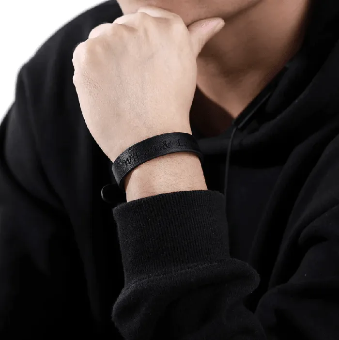 Belbren Bracelets Custom Engraved Leather Bracelet with Hidden Message Adjustable Multiple Colors
