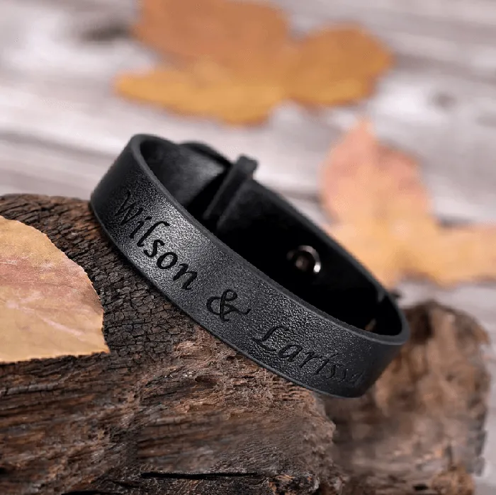 Belbren Bracelets Custom Engraved Leather Bracelet with Hidden Message Adjustable Multiple Colors