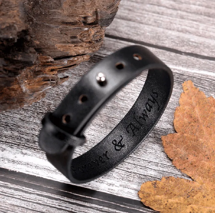 Belbren Bracelets Custom Engraved Leather Bracelet with Hidden Message Adjustable Multiple Colors