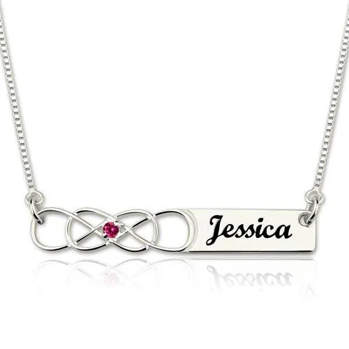 Belbren Necklaces Personalized Double Infinity Custom Knot Necklace with Birthstone Sterling Silver Rose Gold Gold Engrave Any Name Belbren Necklaces Personalized Double Infinity Custom Knot Necklace with Birthstone Sterling Silver Rose Gold Gold Engrave Any Name