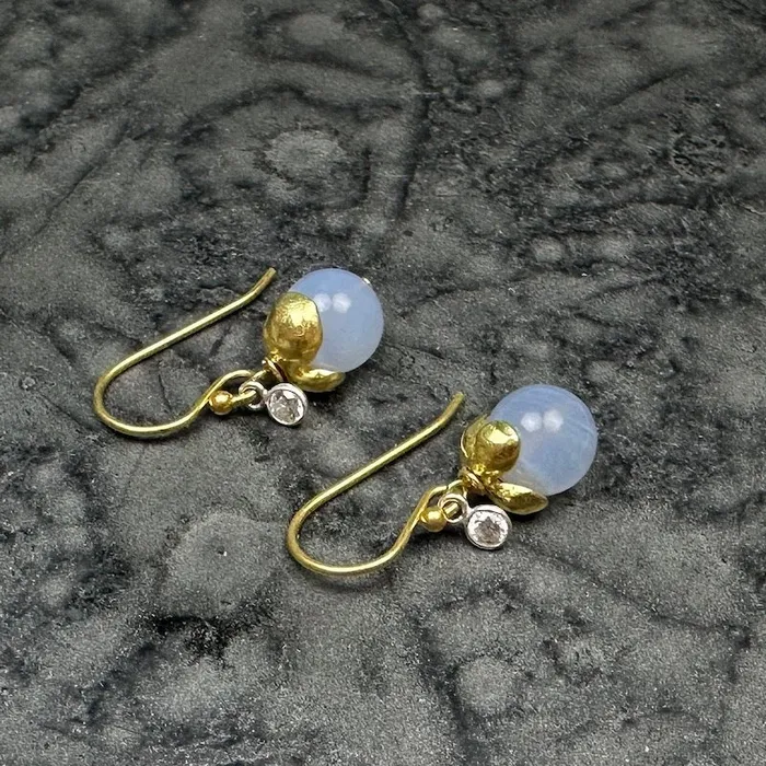 Berry Bloom Earrings in Vermeil and Lace Agate Sarah Richardson Jewelry Earrings