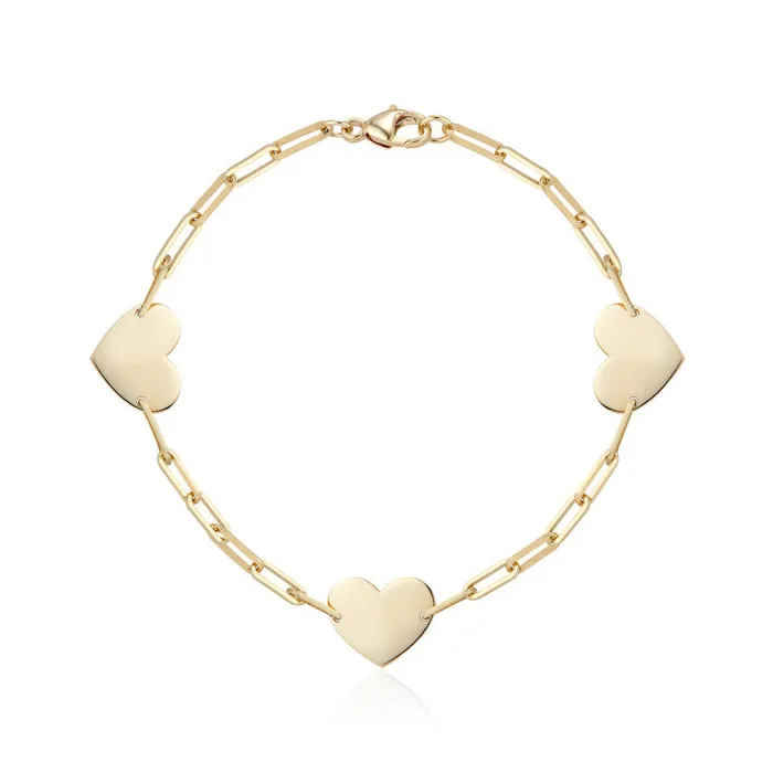 Bracelets Aurelia Demark Aurelia Demark 18K Gold Delicate Three Hearts Bracelet Bracelets Aurelia Demark Aurelia Demark 18K Gold Delicate Three Hearts Bracelet